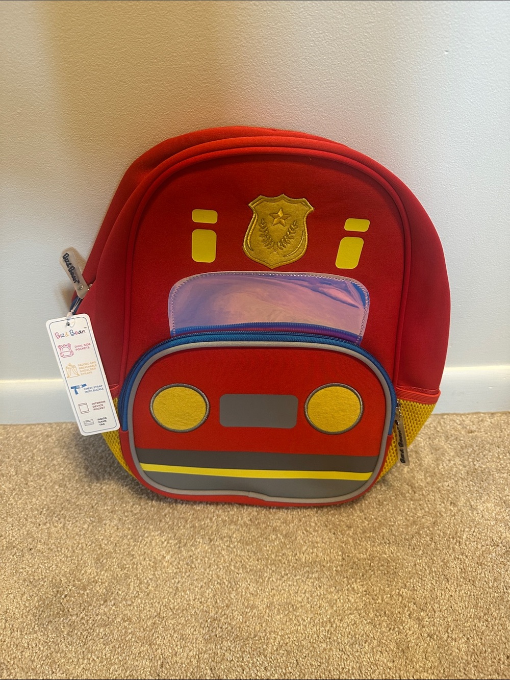 Biz & Bean Red Kids Firetruck Backpack -